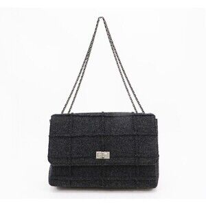 CHANEL double chain Shoulder Bag gray